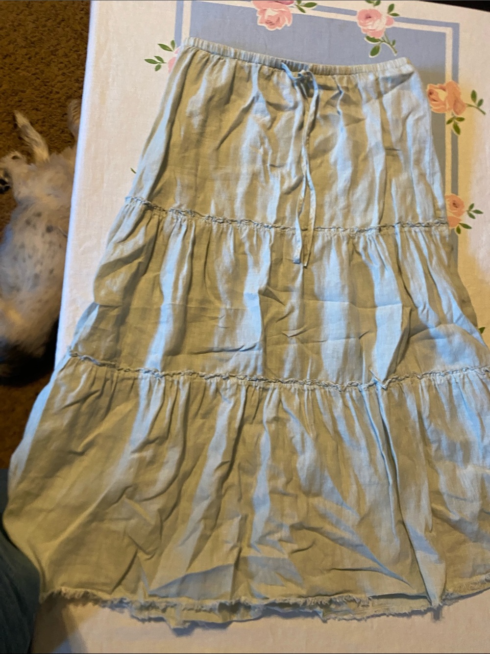 Bella Dahl Pale Linen Blue Tiered Maxi Skirt
